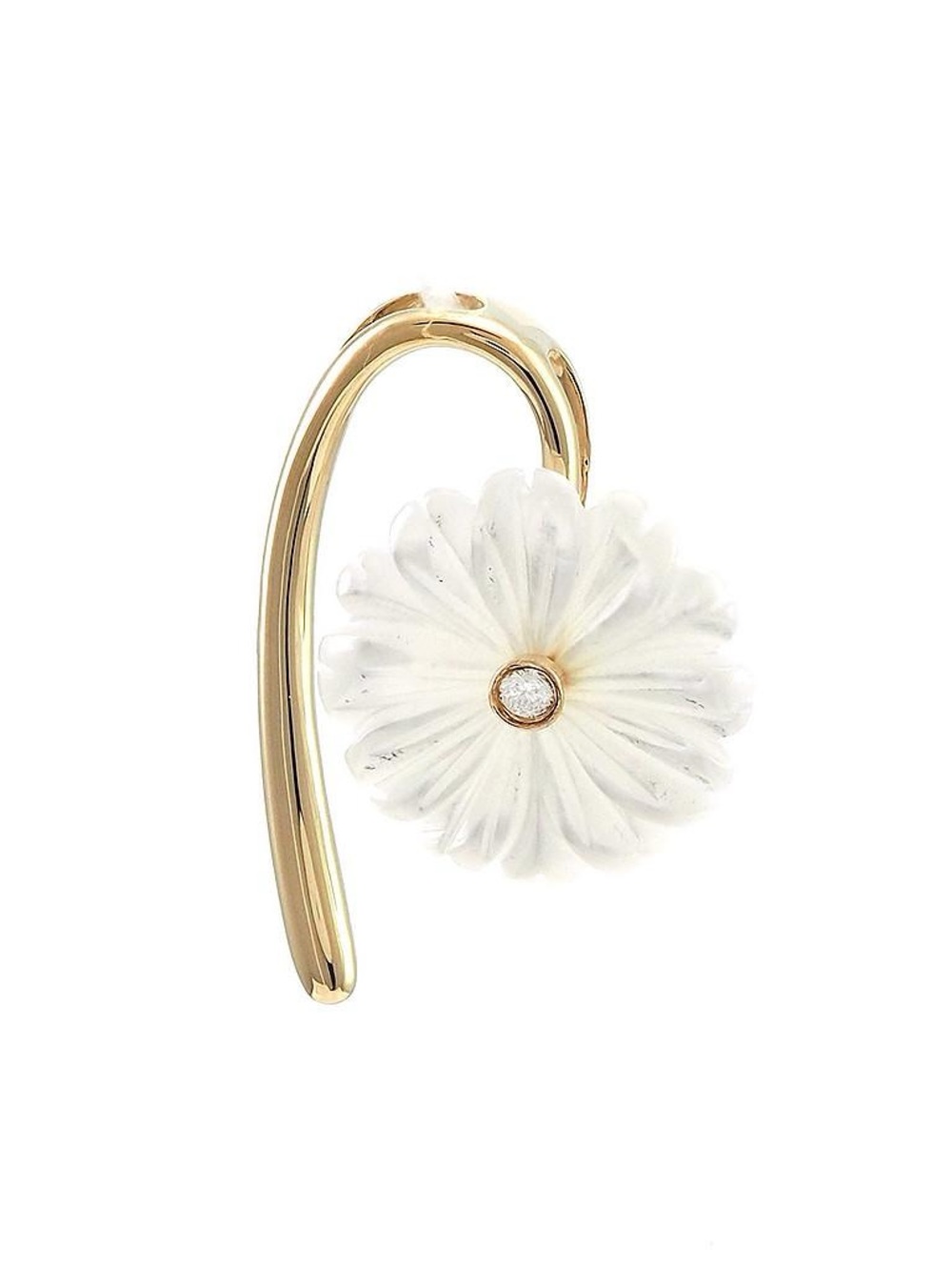 14K Real Yellow Gold Single Pave Pearl Shell Pendant